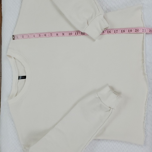 SAVVI Malia Small Cream Ivory Racerback Cut Out Detail Raw Hem Sweatshirt Small - Picture 9 of 17